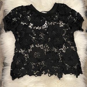 Black needlework top